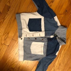 Colored blocked jean jacket